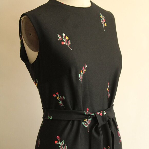 Vintage 1970s Dress, Lady Carol Black Floral Print Maxidress, Cottage Core, Folk - Picture 6 of 10